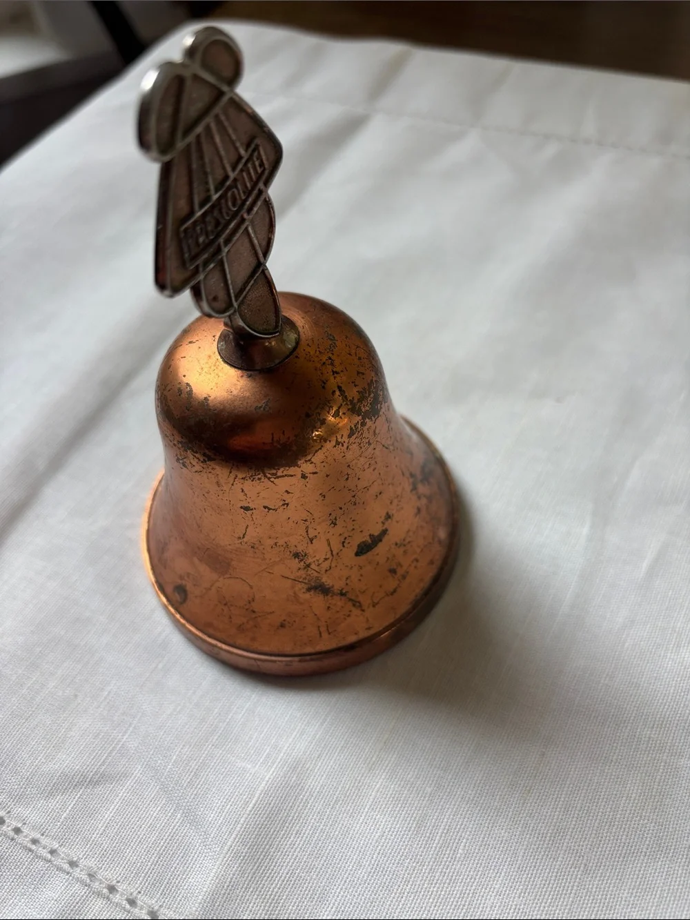 Vintage Prestolite Brass Promotional Bell Mid Century Corporate Souvenir